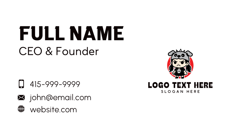 Cute Angry Girl Business Card